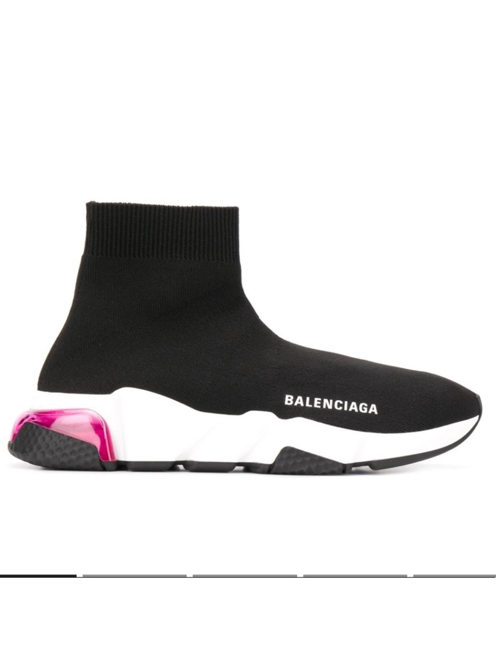 Balenciaga Black Knit Sock Sneaker with Pink Heel Accent - Picture 6 of 8